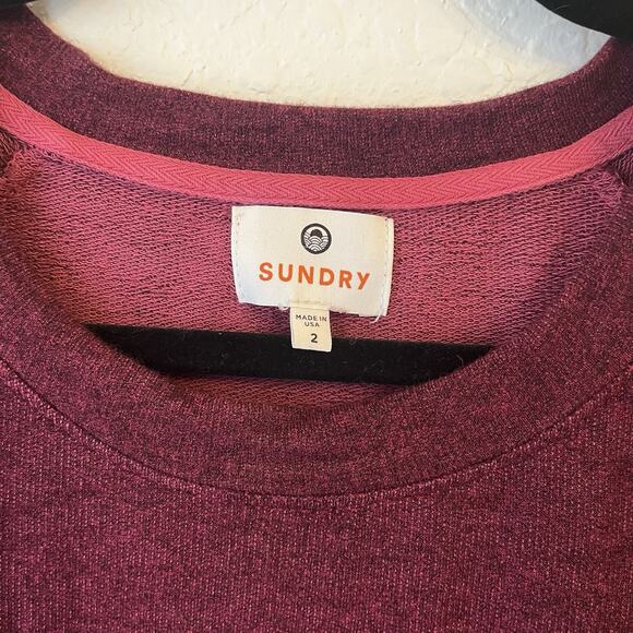 Sundry Sweatshirt Womens 2 Medium Burgundy Maroon Space Dye Crewneck Pullover - Picture 2 of 10